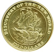 100 Dollars Discovery of the New World, Bahamas, 1992 reverse image