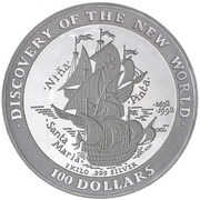 100 Dollars Discovery of the New World, Bahamas, 1992 reverse image