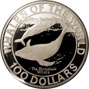 100 Dollars Cetacea-Humpback Whale, Bahamas, 1995 reverse image
