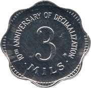 3 Mils 10th Anniversary of Decimalization reverse image