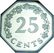 25 Cents 1st Anniversary of Republic - Set Issue, Malta, 1976-1981 reverse image