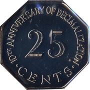 25 Cents Decimalization, Malta, 1982 reverse image