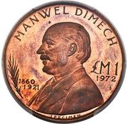 1 Lira Manwel Dimech; Specimen, Malta, 1972 reverse image