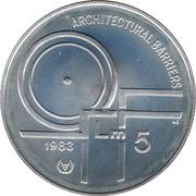 5 Liri International Year of disabled Person, Malta, 1983 reverse image