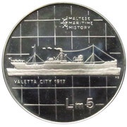 5 Liri Valetta City, Malta, 1986 reverse image