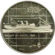 5 Liri Knight of Malta, Malta, 1986 reverse image