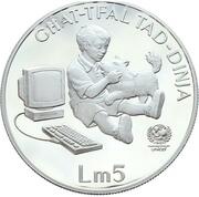 5 Liri UNICEF, Malta, 1997 reverse image
