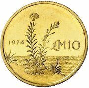 10 Liri Centaurea, Malta's national flower reverse image