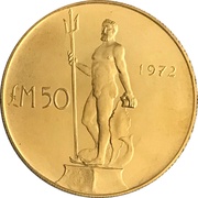50 Liri Statue of Neptune reverse image