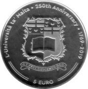 5 Euros University of Malta, Malta, 2019 reverse image