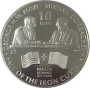 10 Euros The Bush-Gorbachev Malta Summit, 1989, Malta, 2015 reverse image