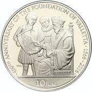 10 Euros 450th anniversary of the foundation of Valletta, Malta, 2016 reverse image