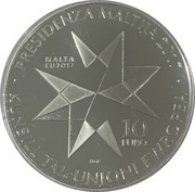 10 Euros Malta’s Presidency of the European Council of the European Union, Malta, 2017 reverse image