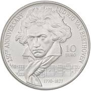 10 Euros - 250th Anniversary Ludwig Van Beethoven, Malta, 2020 reverse image