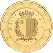 100 Euros 50th Anniversary of the Central Bank of Malta obverse image