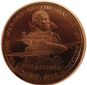 5 Dollars To the Heroes of the Battle of Britain reverse image