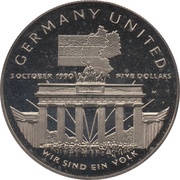 5 Dollars German Unification reverse image