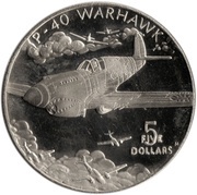 5 Dollars P-40 Warhawk of Flying Tigers reverse image