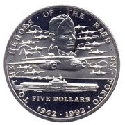 5 Dollars To the Heroes of the First Air Raid on Tokyo - Doolittle, Marshall Islands, 1992 reverse image