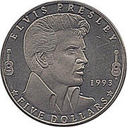 5 Dollars Elvis Presley, Marshall Islands, 1993 reverse image