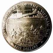 5 Dollars To the Heroes of Vietnam War, Marshall Islands, 1995 reverse image