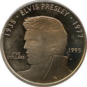 5 Dollars Elvis Presley, Marshall Islands, 1995 reverse image