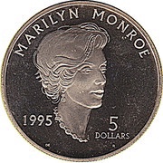 5 Dollars Marilyn Monroe, Marshall Islands, 1995 reverse image