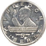 5 Dollars JFK - Assure The Success of Liberty, Marshall Islands, 1995 reverse image
