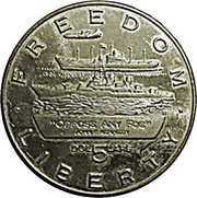 5 Dollars JFK - Oppose any Foe, Marshall Islands, 1995 reverse image