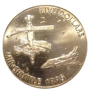 5 Dollars MIR - Shuttle, Marshall Islands, 1995 reverse image
