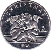 5 Dollars Christmas, Marshall Islands, 1996 reverse image