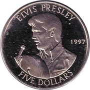 5 Dollars Elvis Presley, Marshall Islands, 1997 reverse image