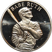5 Dollars Babe Ruth, Marshall Islands, 1998 reverse image