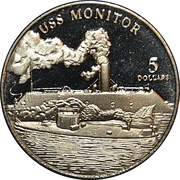 5 Dollars USS Monitor, Marshall Islands, 1998 reverse image