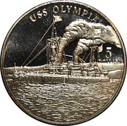 5 Dollars USS Olympia, Marshall Islands, 1998 reverse image