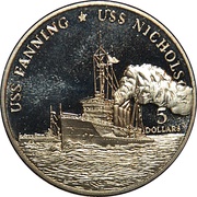5 Dollars USS Fanning and USS Nicholson, Marshall Islands, 1998 reverse image