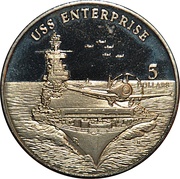 5 Dollars USS Enterprise, Marshall Islands, 1998 reverse image