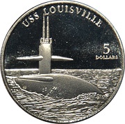 5 Dollars USS Louisville, Marshall Islands, 1998 reverse image