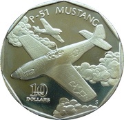 10 Dollars P-51 Mustang reverse image