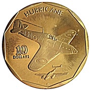 10 Dollars Hawker Hurricane, Marshall Islands, 1991 reverse image