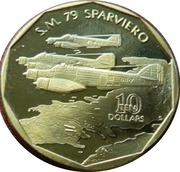 10 Dollars S.M. 79 Sparviero, Marshall Islands, 1991 reverse image