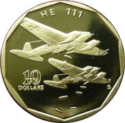 10 Dollars HE 111, Marshall Islands, 1991 reverse image