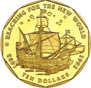 10 Dollars Santa Maria, Marshall Islands, 1992 reverse image