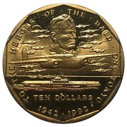 10 Dollars Doolittle Raiders of Tokyo, Marshall Islands, 1992 reverse image
