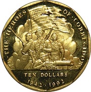 10 Dollars To the Heroes of Corregidor, Marshall Islands, 1992 reverse image