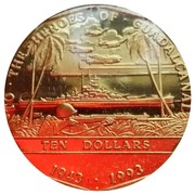 10 Dollars Guadalcanal, Marshall Islands, 1993 reverse image