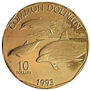 10 Dollars Common Dolphin, Marshall Islands, 1993 reverse image