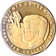 10 Dollars First Men on the Moon, Marshall Islands, 1994 reverse image