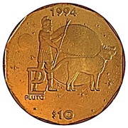 10 Dollars Pluto, Marshall Islands, 1994 reverse image