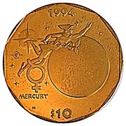 10 Dollars Mercury, Marshall Islands, 1994 reverse image